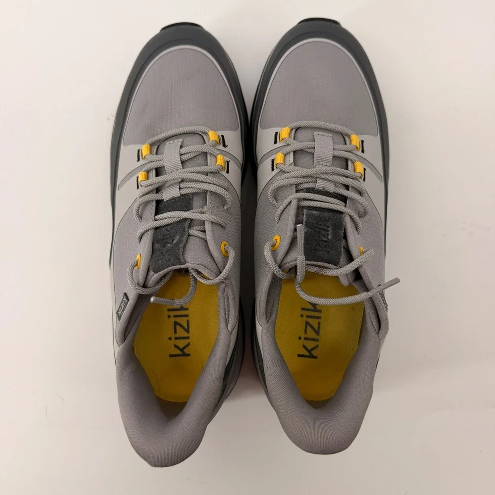 Kizik Lima Men 10 Wide Grey Black Yellow Hands-Free Athletic Casual Sneakers